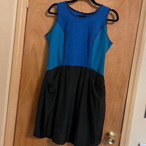 I Heart Ronson Colorblock Pocket Dress, Size L